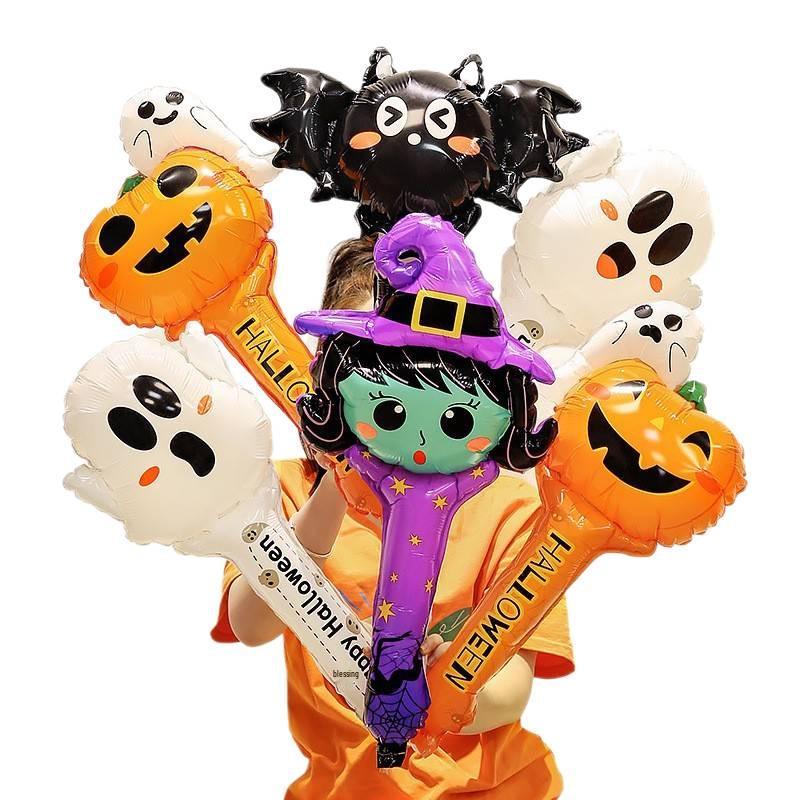 Halloween Pumpkin Lantern Balloons with Handheld Sticks for Party and Kindergarten Decorations