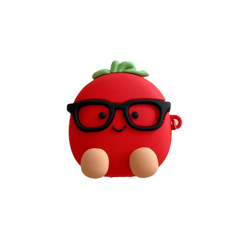 Cute 3D Tomato Shape Case Soft Silicone Protect Cover With Cherry Charm Compatible With AirPod Cover 1/2/3/4/Pro/Pro 2/Pro 3