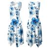 Women's Casual Sleeveless Floral Print Dress with Round Neck and Asymmetrical Hem Mid-Length Summer Dress for Daily Wear
