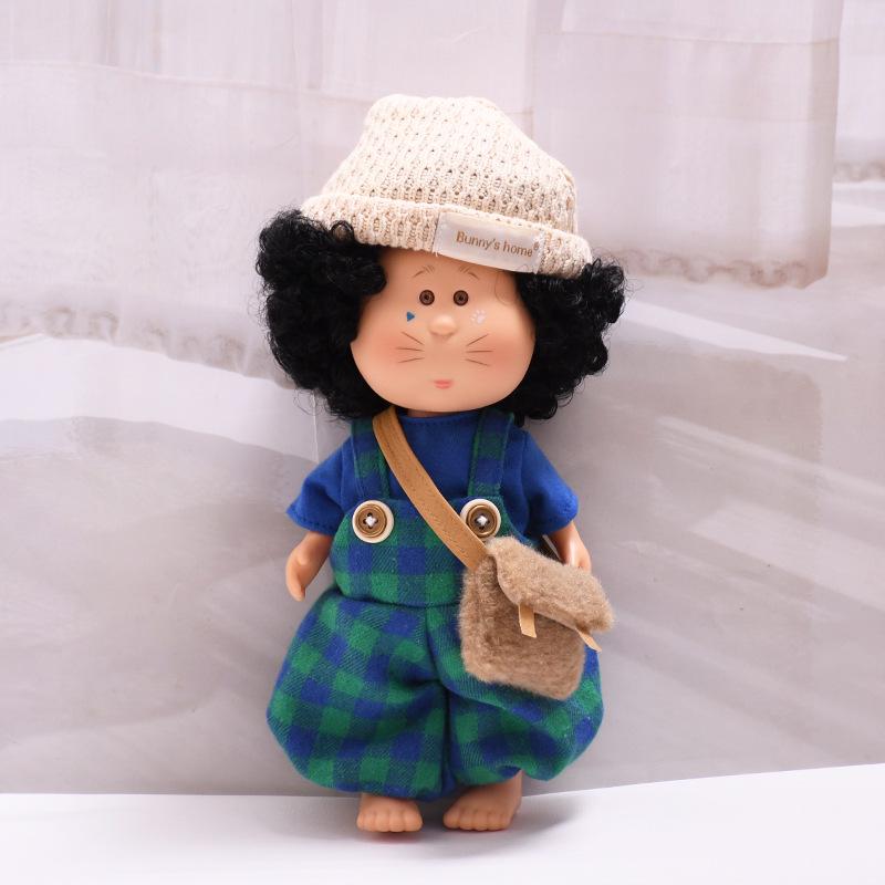 Clothes Only: Plaid Overalls & Small Bag for 24cm Spanish Mia Doll