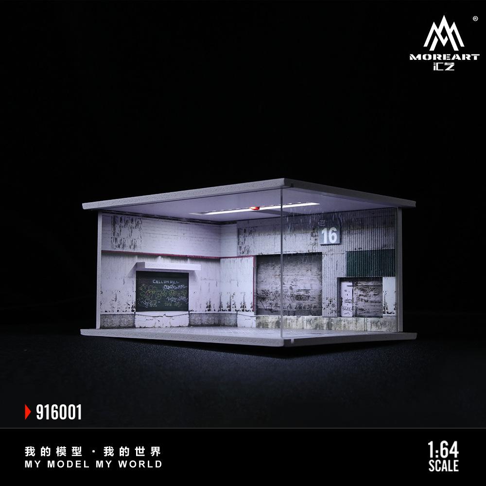 Meer Kunst 1:64 Auto Garage Diorama Modellen Set Montage Verlichting Scène Modelauto Model Parkeerplaats Miniatuur Scène Doos