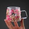 200ml Flower Coffee Cup Double Wall Glass Heat Resistant Dried Floral Mug Crsytal Iced Coffee Beer Wine Glass Beverage Glassware