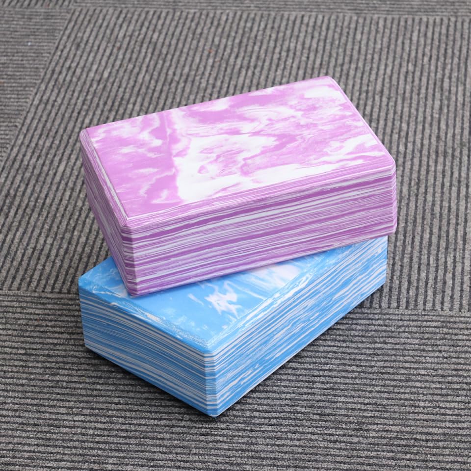KESYOO Yoga EVA High Balance Purple Blue 2-Pack Blocks, Foam, Lightweight, Density, Fitness, Stretching, Support, Beginner-Friendly, &