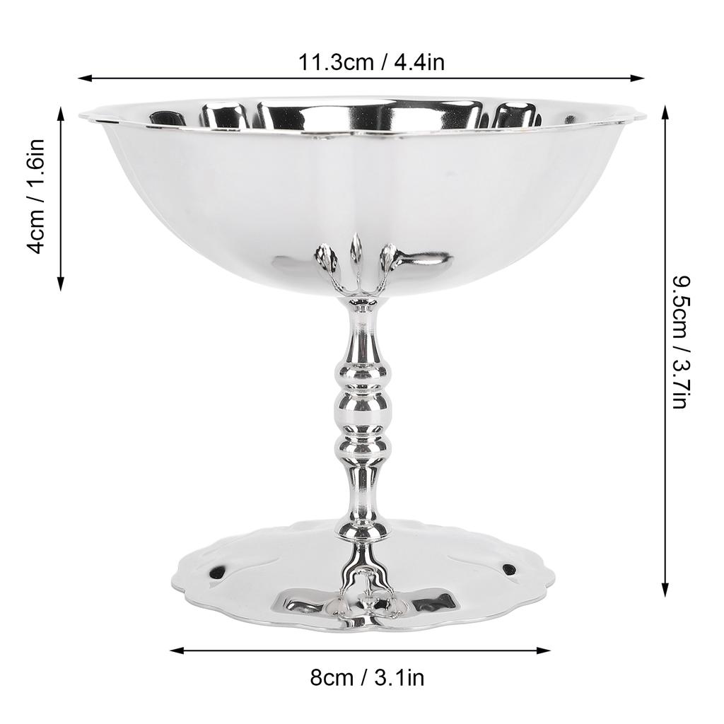 Stainless Steel Dessert Cup Ice Cream Cups Retro High Base Bowl Salad Goblet for Fruit Yogurt Snack Dish Bar Home Dinnerware