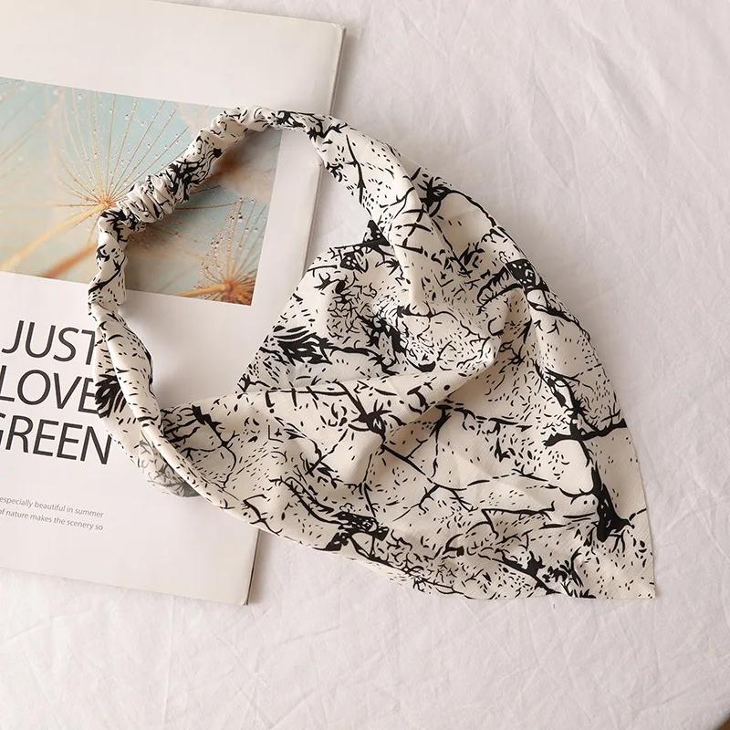 Bohemia Women Bandana Hair Scarf Summer Vintage Printted Chiffon Head Scarf Elastic Hair Bands Headwear Turban Femme