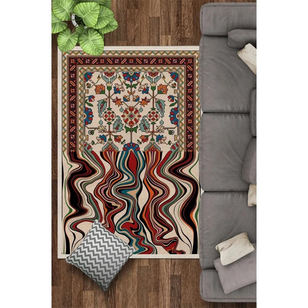 Traditional Oriental Rug Mid Century Design Rug Digital Graphics Design for Luxry Vibe Living Room Rug Cool Shapes Rug Non Slip
