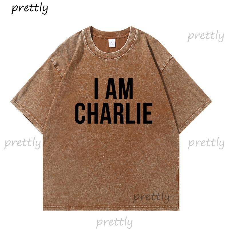 

I Am Charlie TShirt Political Charlie Kirk Tshirt Women Faith Freedom Justice Tee Christian Prayer Top Washed Cotton Tees S