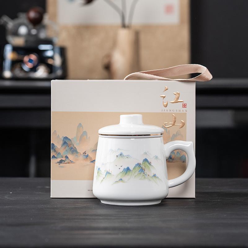 Ceramic handle mug, tea cup, high-grade tea separation cup, large-capacity filter water cup, gift.