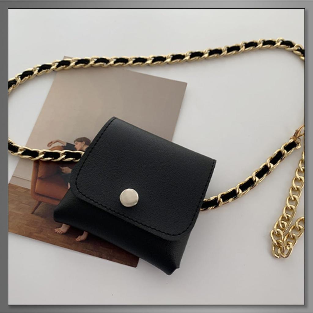 Buzz Selection Belt Chain Mini Waist Stylish Accent for LBT914 Pouch, Accessory, Women, (Black)