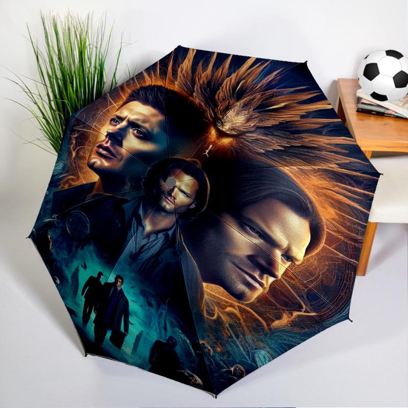 Natural Brother Umbrella Folding Umbrella, Automatic Umbrella 8-Frame for Travel, Camping Use Gift for Halloween Christmas