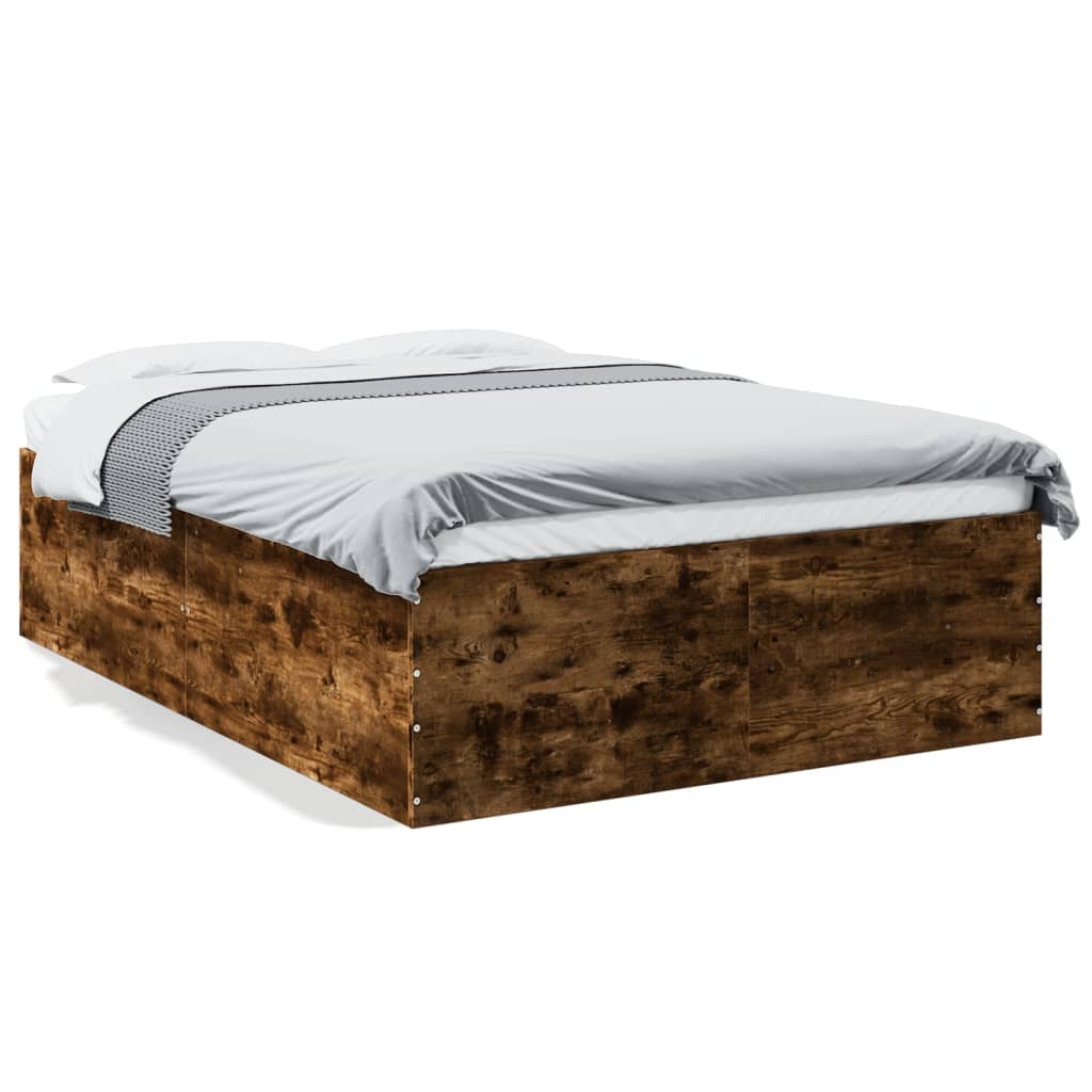 Bed Frame Smoked Oak 120 X 190 Cm Engineered Wood