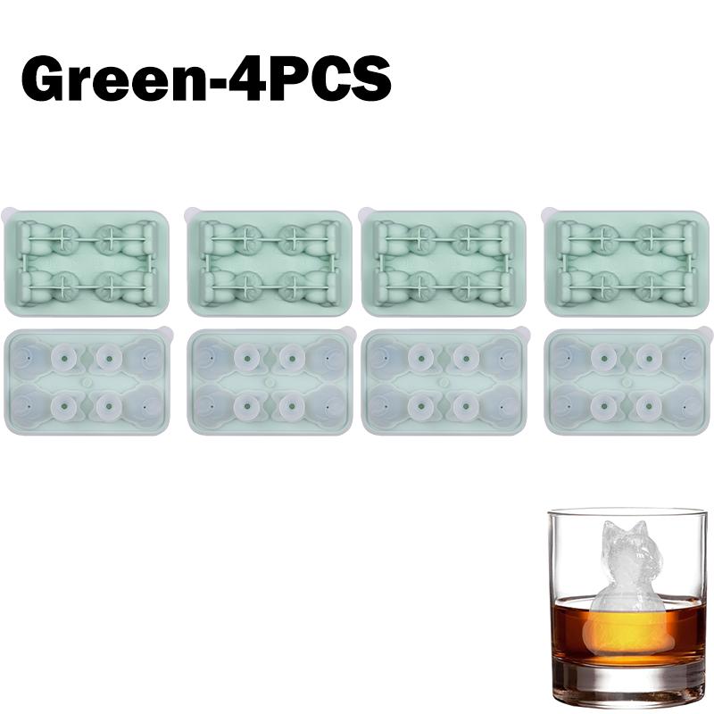 1/2/4PCS Cute 3D Cat Ice Cube Mold Silicone Easy Release BPA Free Ice Block Maker for Kitchen Household Fun Cat Shaped Ice Tray
