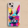 Artistic Rabbit With Sunglasses Protective Phone Case For iPhone 17 Air 16 15 13 12 11 Pro Max Pro Plus Anti-Scratch Funda Cover