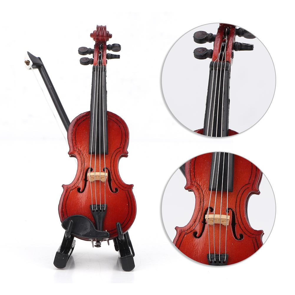 1:12 Miniature Wooden Instrument Violin Model with Box Simulation Accessory for Dollhouse