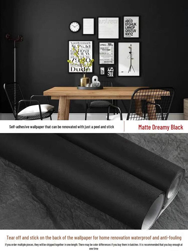

Водонепроницаемые самоклеящиеся ПВХ обои для шкафа и ремонта комнаты Matte Dream Black