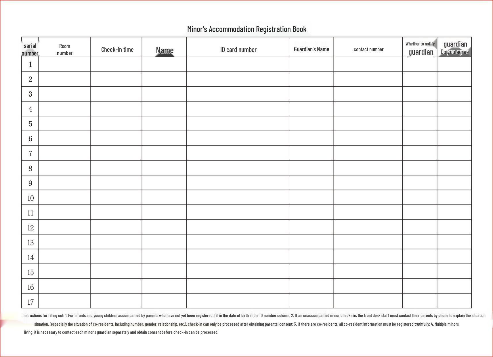 Travel Check-in & Hotel Registration Book