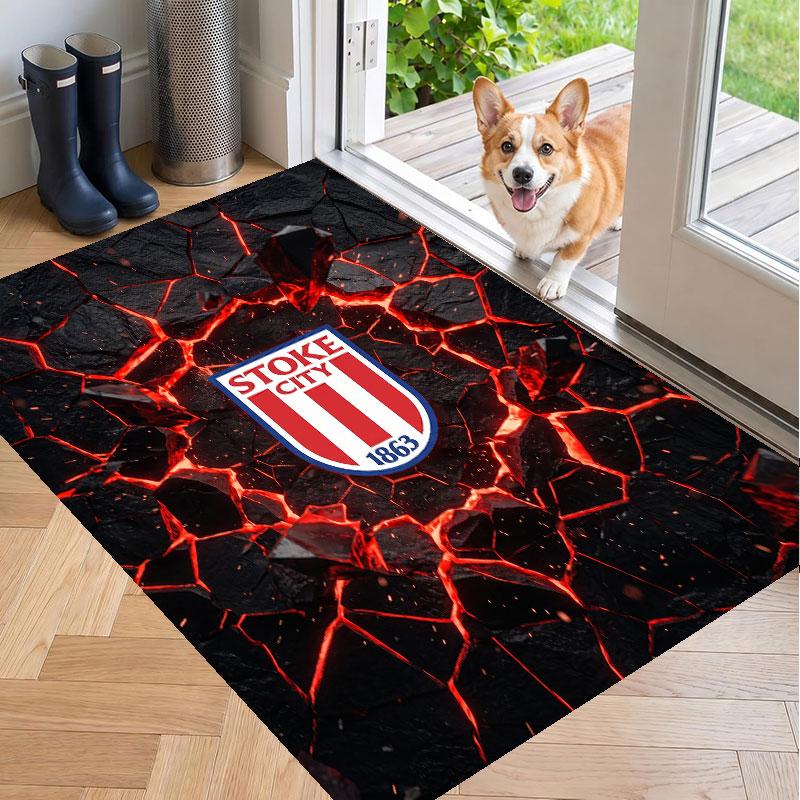 Soft Floor Carpet Stoke City Football Pattern Area Rug Decorative Mat For Home Room Decoration