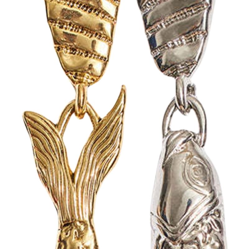 Retro Fish Mismatched Earrings Stainless Steel Texture Elegant Ear Jewelry Perfect for Daily Wear and Special Occasions