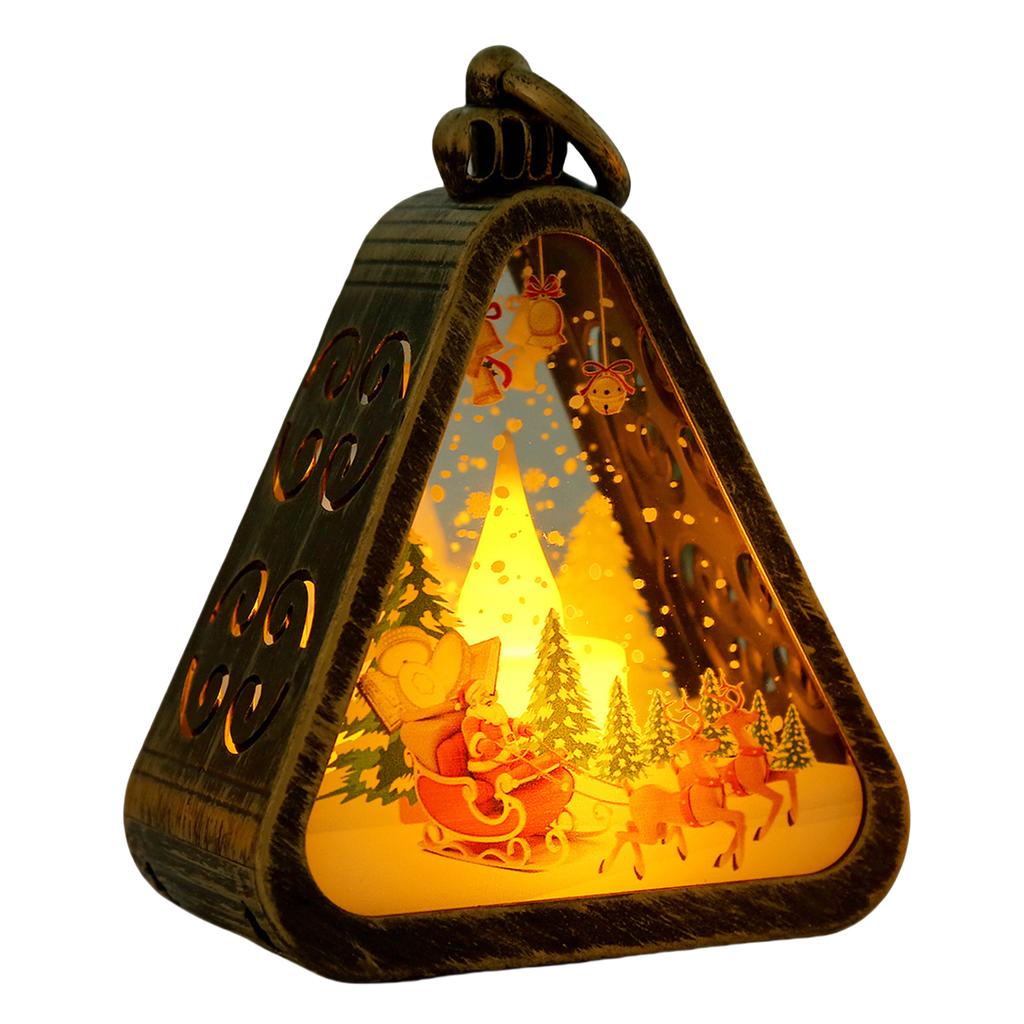 Christmas LED Triangle Lantern Mimi Santa Claus Snowman Lamp Indoor Table Ornaments Home Party Scene Props Christmas Decorations