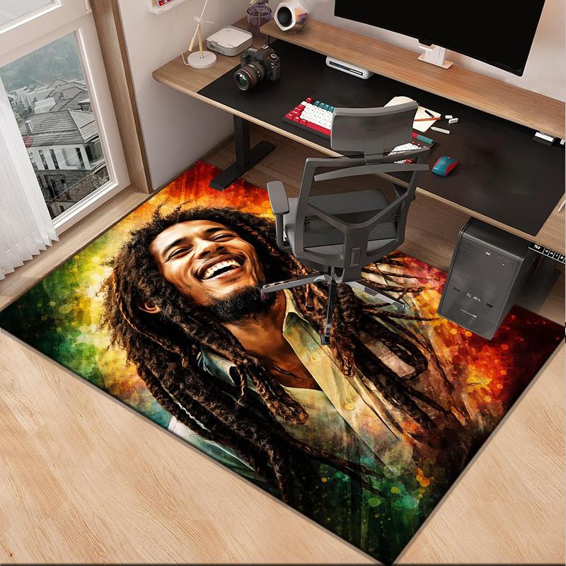 Bob music Vibrant Art Office Rug Chair Mat, Game Carpet, Suitable for Front Door, Bedroom, Living Room, Desk, Holiday Gift