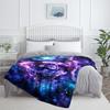 Galaxy Cosmic Symbol Fleece Blanket Purple Blue Space Design Mystical Triangular Pattern Soft Flannel Throw Blanket forSpiritual