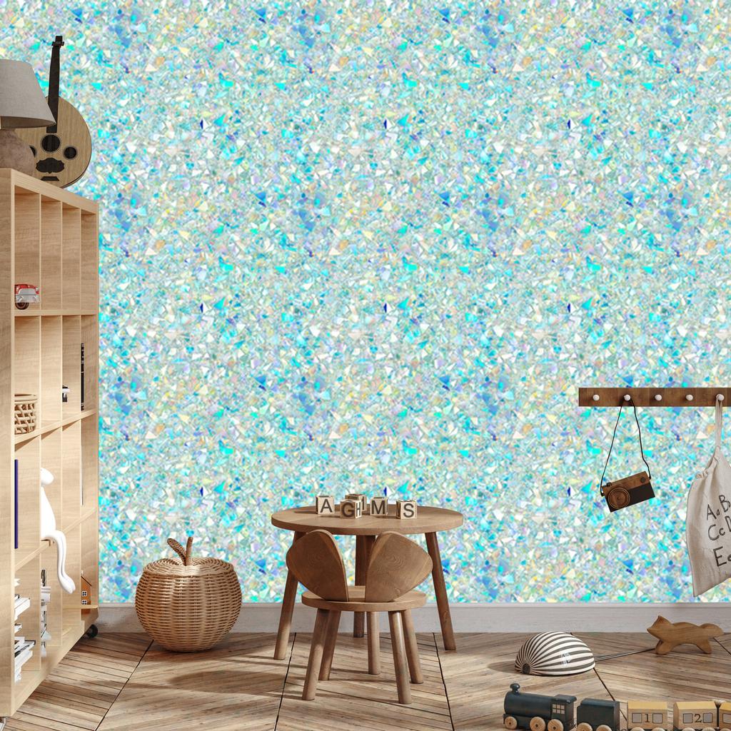Iridescent glitter wallpaper mint and light gray 50x1000