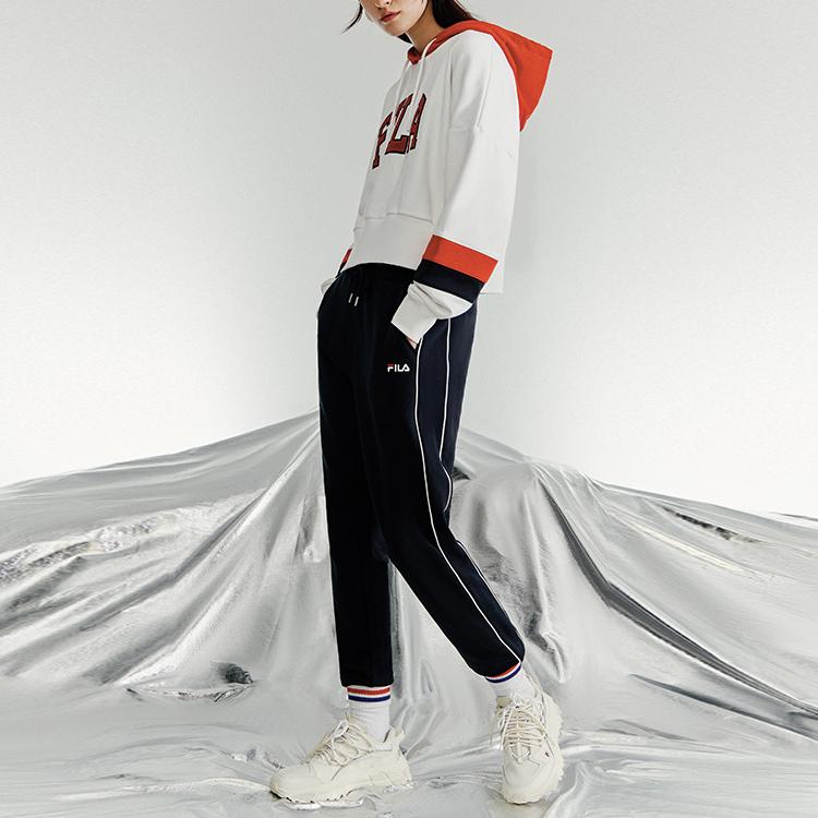 Fila Fusion Cuffed Basketball Casual Knit Retro Sports Pants Women Bottoms Black T11W042611F-BK