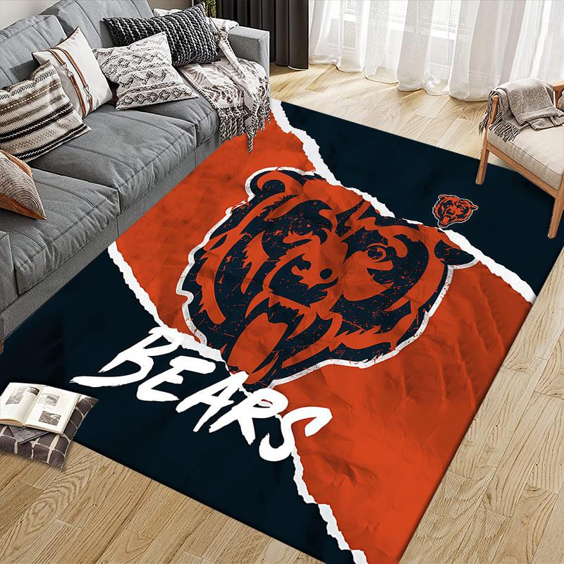 Tappeto Quadrato a Fantasia Flanella Chicago Bears, Tappeto da Area, Tappeto per Soggiorno Camera da Letto Divano Stanza dei Giochi Decorazione, Tappetino Antiscivolo