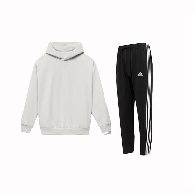 

Adidas Logo Print Knit Long Sleeve Top Comfortable Mid Waist Tied Pants Casual Sports Set Men sets IN4241+-IC0044 S