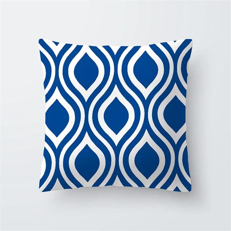 Nordic Geometric Navy Blue Cushion Covers Polyester Modern Deep Blue Pillow Case Livingroom Decorative Sofa Throw Pillows Cover