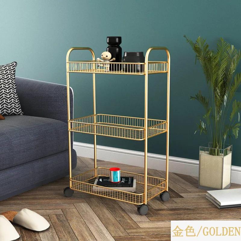 Wrought Iron Kitchen Hotel Furniture Island Table for Household Restaurant Storage Cart Bathroom Coffee Shop Trolley with Wheels