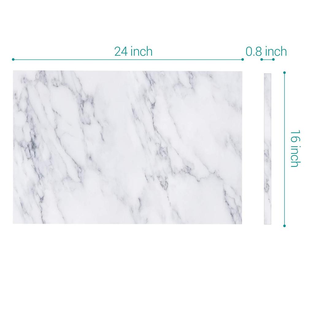 Navaris Magnetic Whiteboard, 60 x 40 cm - Stylish Magnetic Wall-Mounted MDF Memo Board for Offices, Meeting Rooms, and Home Use - White Marble