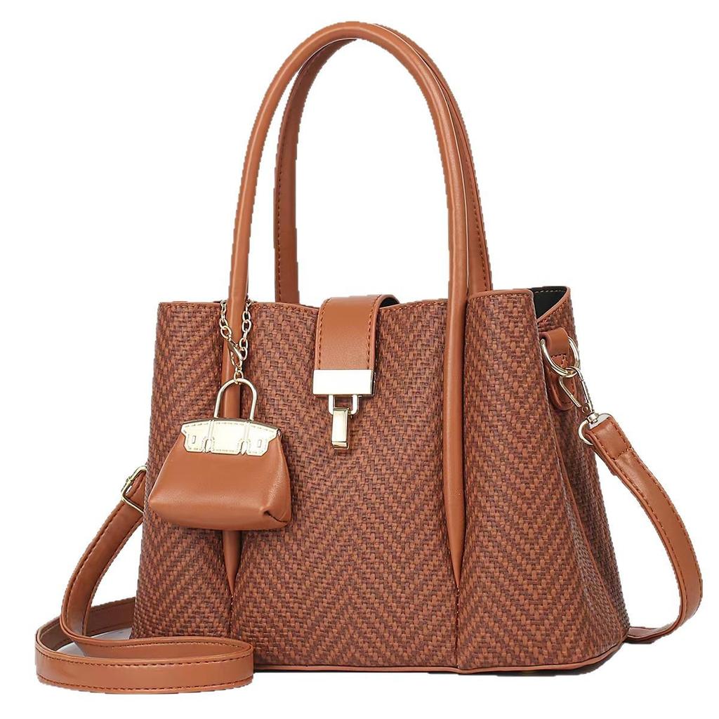 New Macaron Woven Handbag Fashion Temperament Versatile Tote Bag High-end Large Capacity Single-shoulder Crossbody Bag