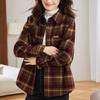 Dicker Tweed-Plaid-Hemd für Damen im Frühling Neues Koreanisches Retro Lockeres Lässiges Vielseitiges Hemd für Damen