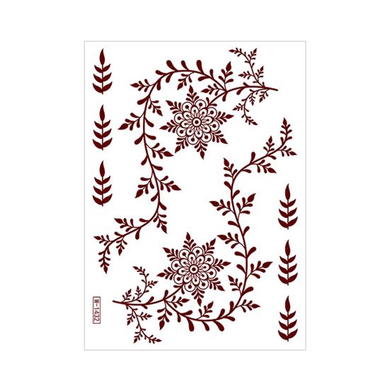 Henna Tattoo Stickers Red Lace Temporary Brown Waterproof Tattoos J
