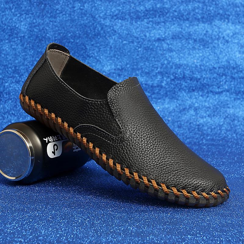 Fashion Lightweight Mens Loafers Male Comfortable Dress Shoe Hot Sale Fashion Mens Slip On Shoes Leather All-match Soft Business Flats