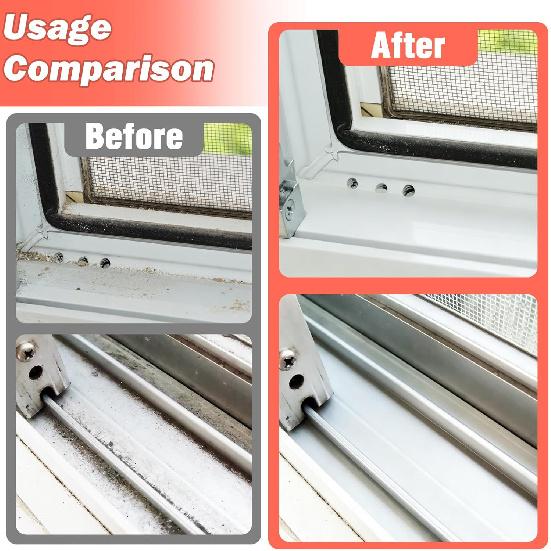 4-Pack 2-in-1 Groove Cleaning Brush with Hidden Scraper | Hard Bristle Window Track Cleaning Tool, Crevice & Grout Scrubber for Sliding Door Tracks,