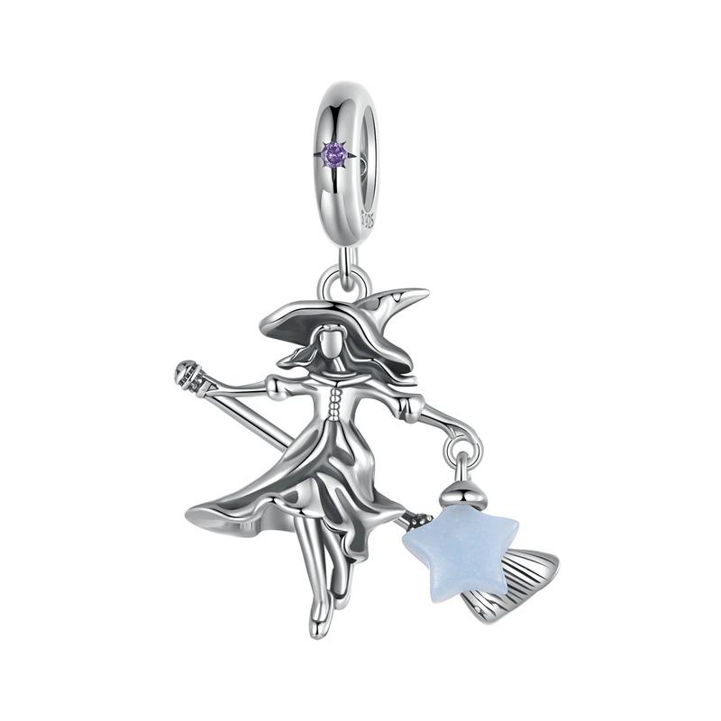 

BAMOER Solid 925 Silver Luminous Elf Witch Pendant fit Original Bracelet & Necklaces Halloween Jewelry DIY bamoer Charm