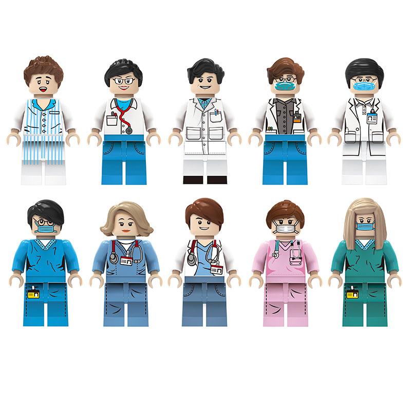 Profesijas Būvķieģeļu Minifigūras Ārsts Medmāsa Students