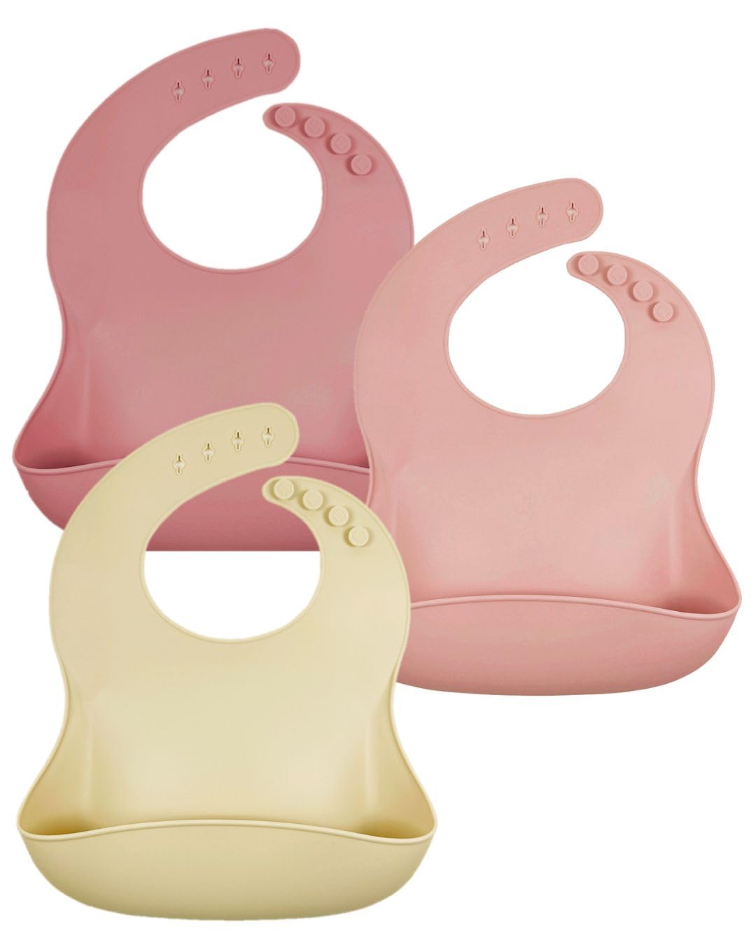 

Panos Silicone Apron Baby Feeding 90g per Dishwasher Lightweight Silicone Bib Set of Baby and One Size Bib, Bib, Safe, 3, Cream, Pink, Rose,