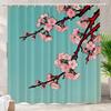 Pink Cherry Blossom Branch Print Waterproof Shower Curtain 180x200cm - Japanese Style Art Print Bath Curtain for Home Decor