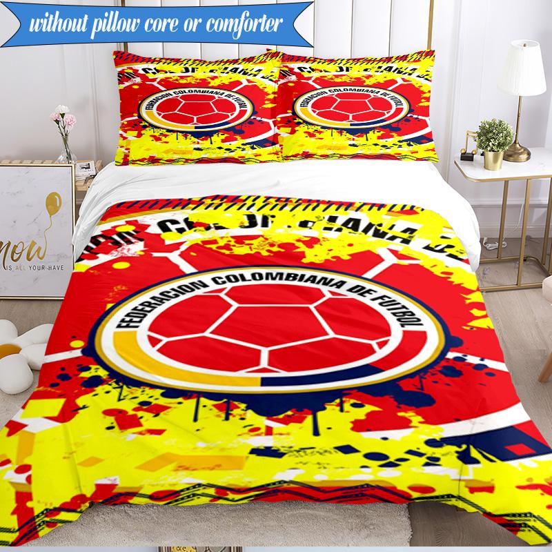 Colombian National Football Team 3pcs Bedding,Including 1pc Duvet Cover And 2pcs Pillowcases Perfect for Christmas,Ideal for Bedroom, Dormitory