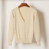 Korean V-Neck Knitted Cardigan: Women's Long Sleeve, Versatile Spring & Autumn Top.