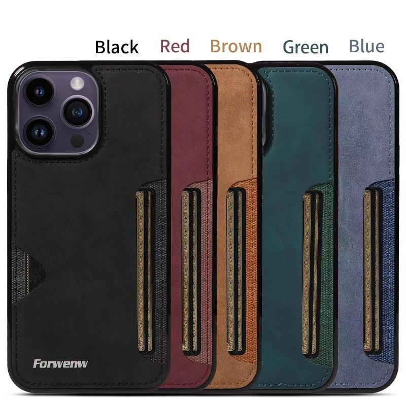 Retro Card Holder Phone Case for iPhone 16 15 14 13 12 11 Pro Max 16E Mini XS XR SE 7 8 Plus Busines Wallet PU Leather Cover
