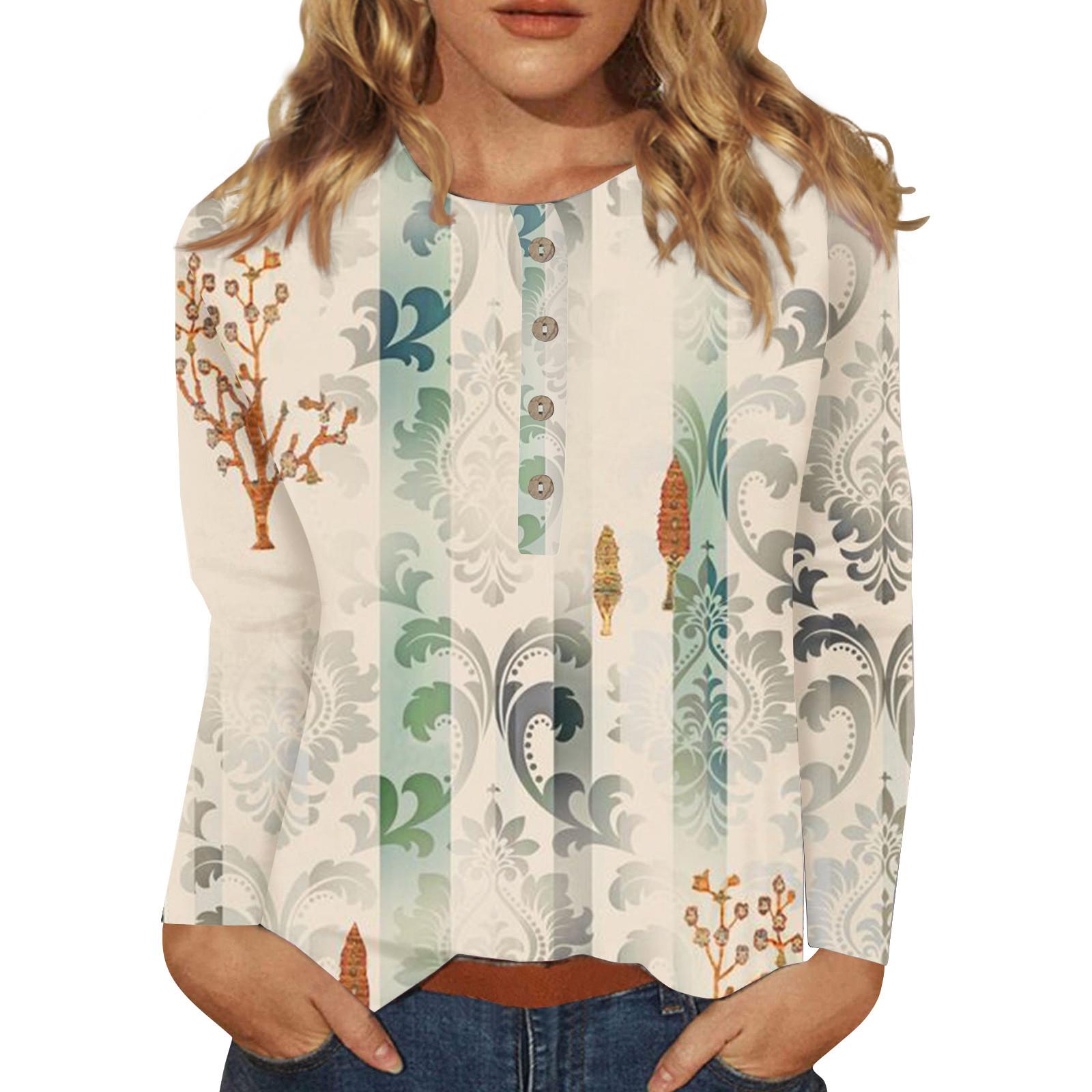 

Женские топы с воротником на пуговицах Женские блузки Женские повседневные топы с длинным рукавом и V-образным вырезом Модные рубашки с принтом Топы Футболки Пуловеры Топы XXL хаки