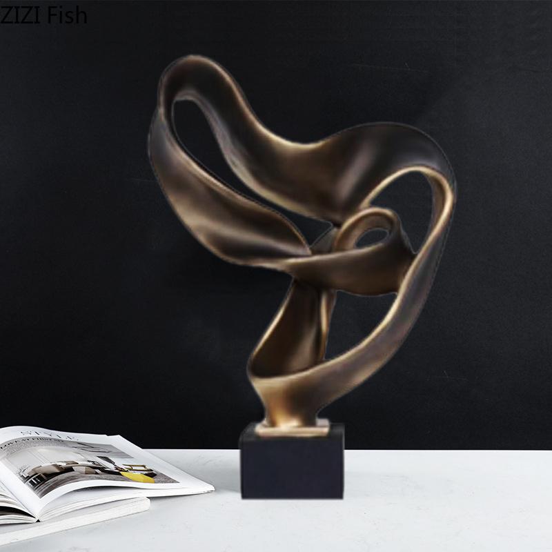 Ribbon Fluttering Statue Creative Geometric Crafts Desk Decoration Minimalist Sculpture Resin Ornaments Room Aesthetic Decor