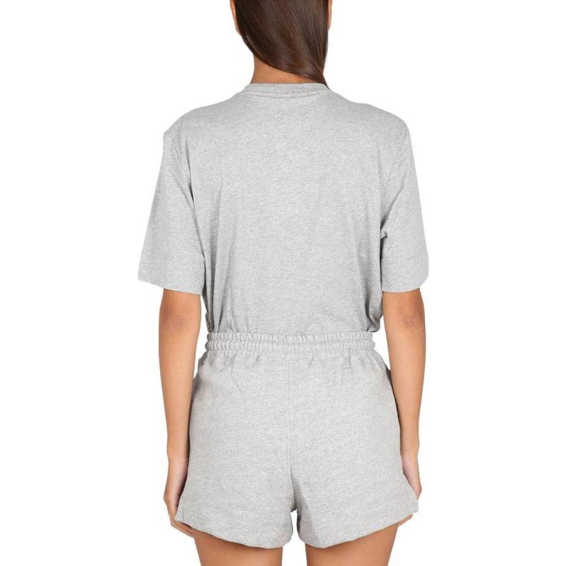Ganni Ss23 Solid Color Letter Print Regular Sleeve T-Shirt Women tops Gray T3173921
