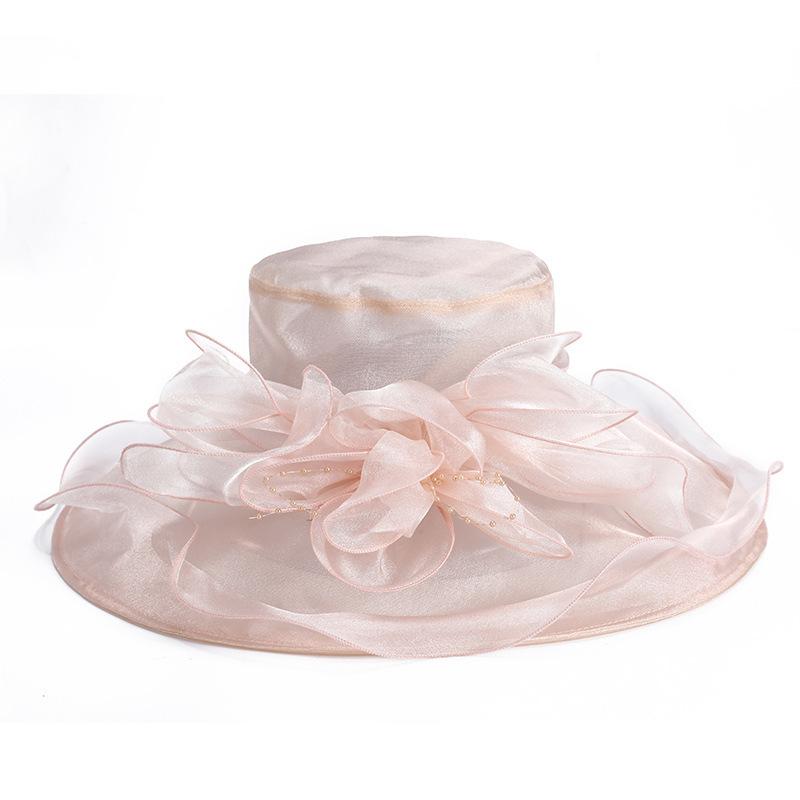 New summer face covering sun protection beach hat female Korean version flower organza sun hat big brim sun hat