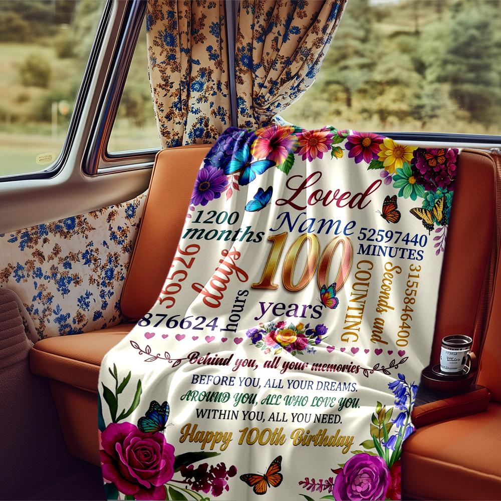 Happy 100Th Birthday 1926 Blanket Personalized Name Soft Comfortable Stylish Blanket Car Blanket Perfect For Travel Camping Outdoor Home Suitable For