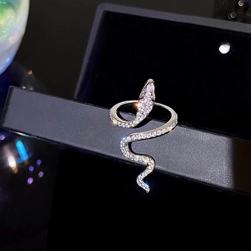 Open Snake Ring Adjustable Animal Rings Reptile for Men Women Fashion Punk Boy Girl Birthday Jewelry Gifts